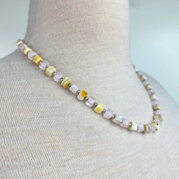 Vintage Mixed Square Stone Bead Necklace Hook Closure 21" - Picture 6 of 8